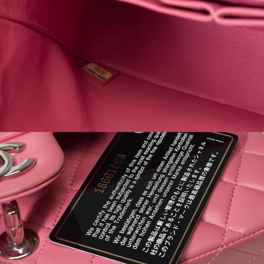 CHANEL Timeless double flap shoulder bag in Pink quilted lambskin leather, SHW - Picture 8 of 12
